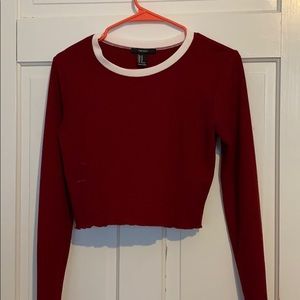 Forever 21 red long sleeve crop top